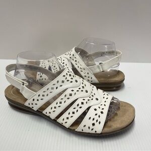 Kim Rogers Gamila White Laser-Cut Slingback Sandals Women’s Size 9